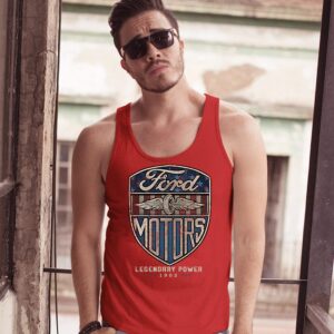 Ford Motors Legendary Power Tank Top Automotive Licensed Men's Top Red XX-Large