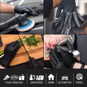 Salon World Safety Black Nitrile Disposable Gloves, Box of 100, Size X-Large, 5.0 Mil - Latex Free, Textured, Food Safe