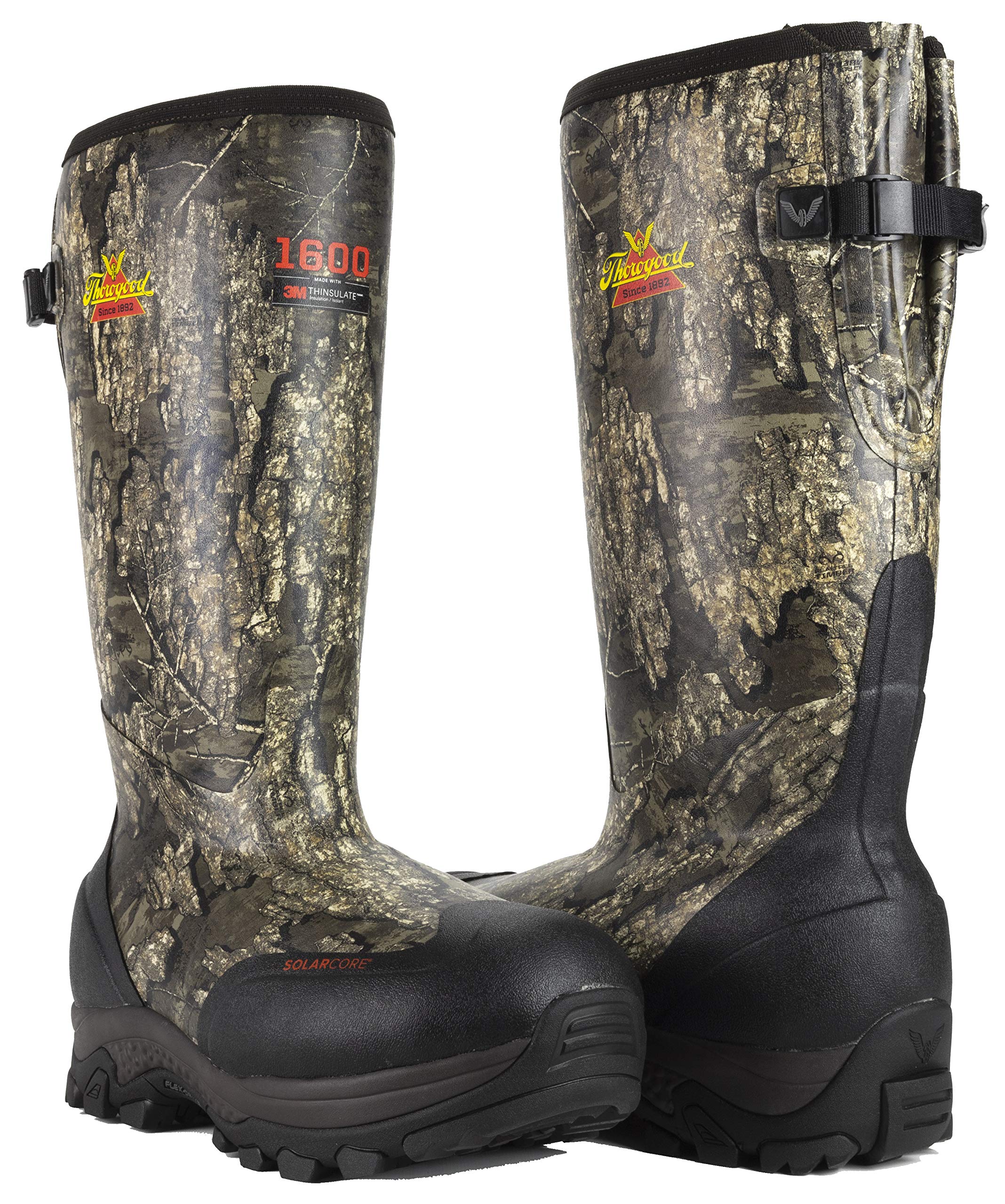 Thorogood Infinity FD 17” Waterproof Insulated Hunting Boots for Men - Realtree Timber Camo Neoprene with 1600g Thinsulate and Self-Cleaning Traction Outsole, Camo - 8 M US