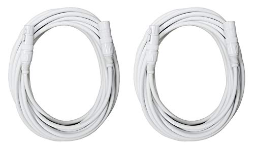 Audio2000'S E80125P2 Two-Pack 25-Feet XLR Female to XLR Male White-Color Balanced Audio/Recording/Microphone Cables