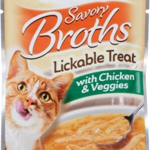 Hartz Delectables Savory Broths Chicken & Veggies Lickable Wet Cat Treats, 12 Count