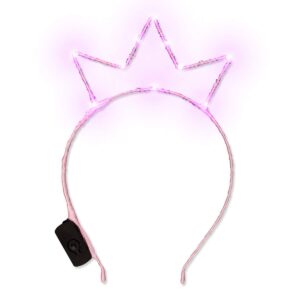 FlashingBlinkyLights Pink LED Starlight Crown Princess Tiara Headband