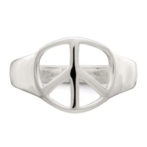 Sterling Silver Peace Sign Ring QQR2653-7