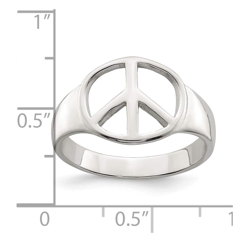 Sterling Silver Peace Sign Ring QQR2653-7