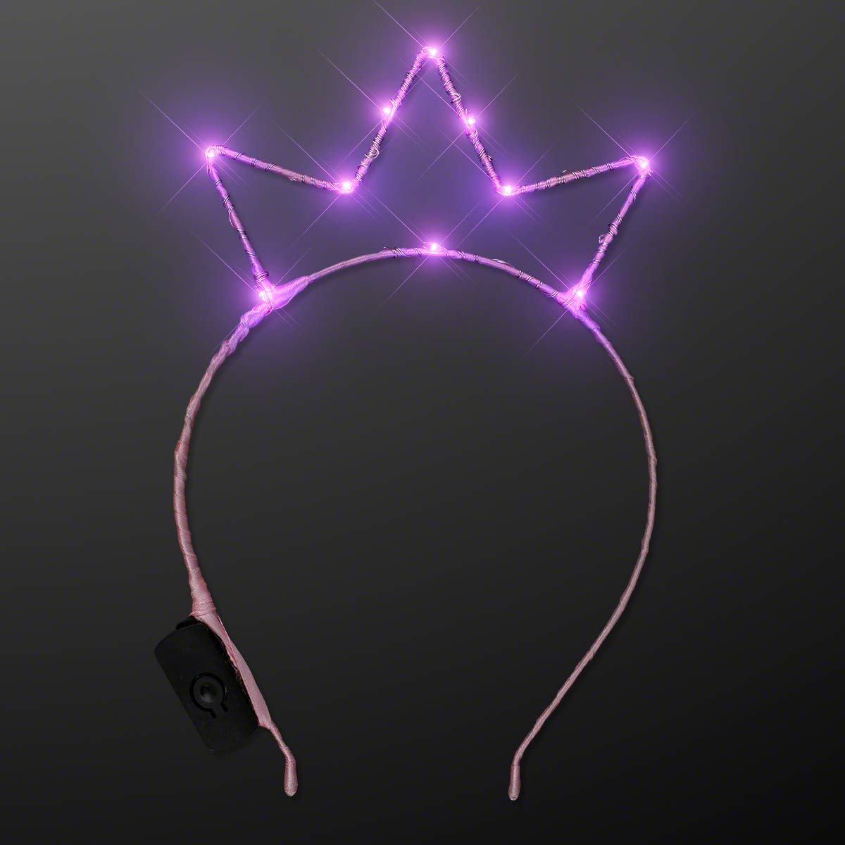 FlashingBlinkyLights Pink LED Starlight Crown Princess Tiara Headband