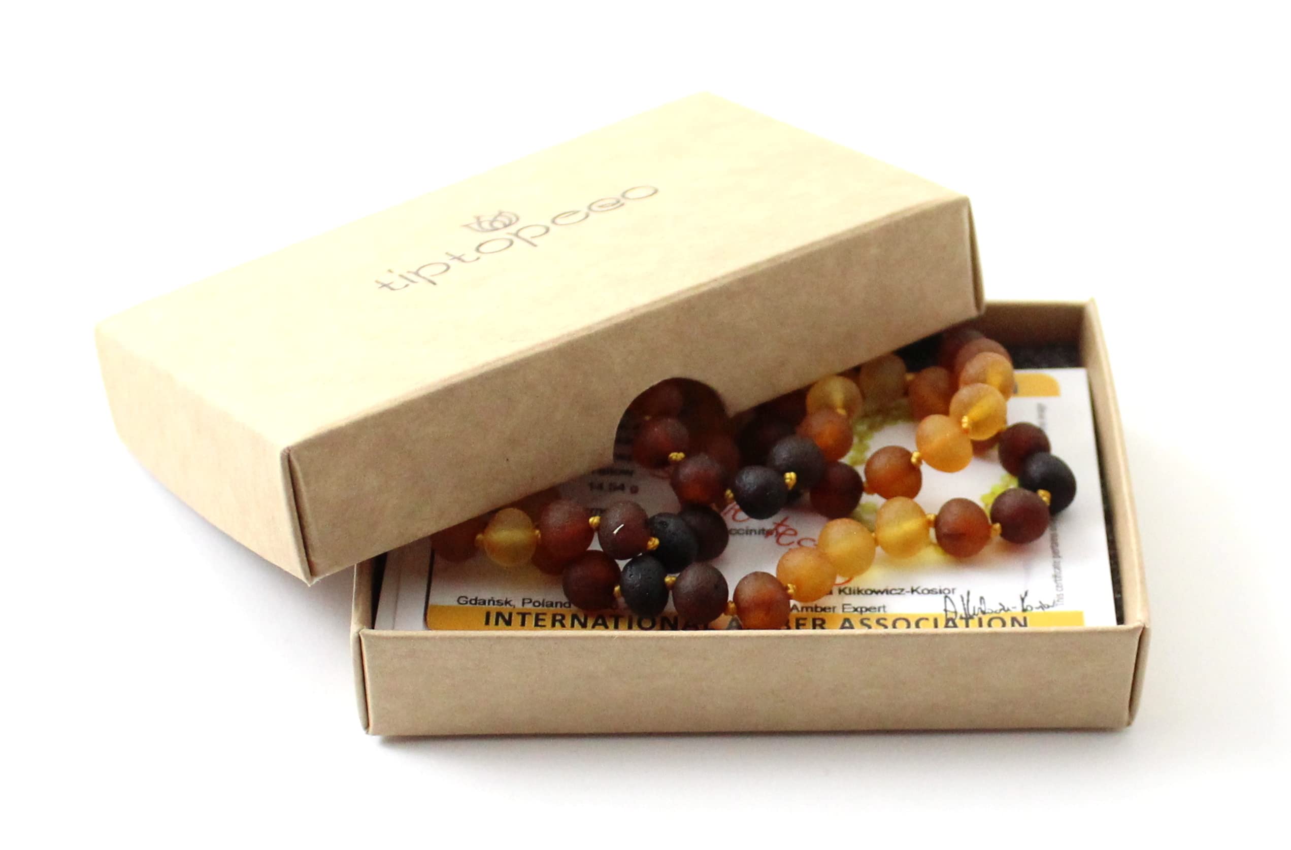 TipTopEco Baltic Amber Adult Necklace (Women and Men) - 17.7 Inches Long - Raw Unpolished Beads (Rainbow, 17.7)