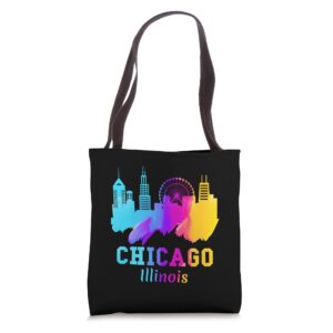 chicago watercolor skyline gift souvenirs chicago illinois tote bag