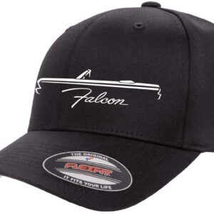 1964 1965 Ford Falcon Convertible Outline Design Flexfit 6277 Athletic Baseball Fitted Hat Cap Black L/XL