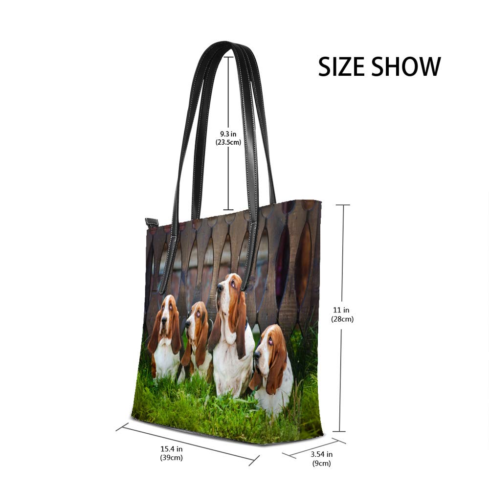 Shoulder Bag for Women Tote Bags Leather Shopper Bag Large Work Dogs Basset Hound Sitting Decor Handbags Casual Bag