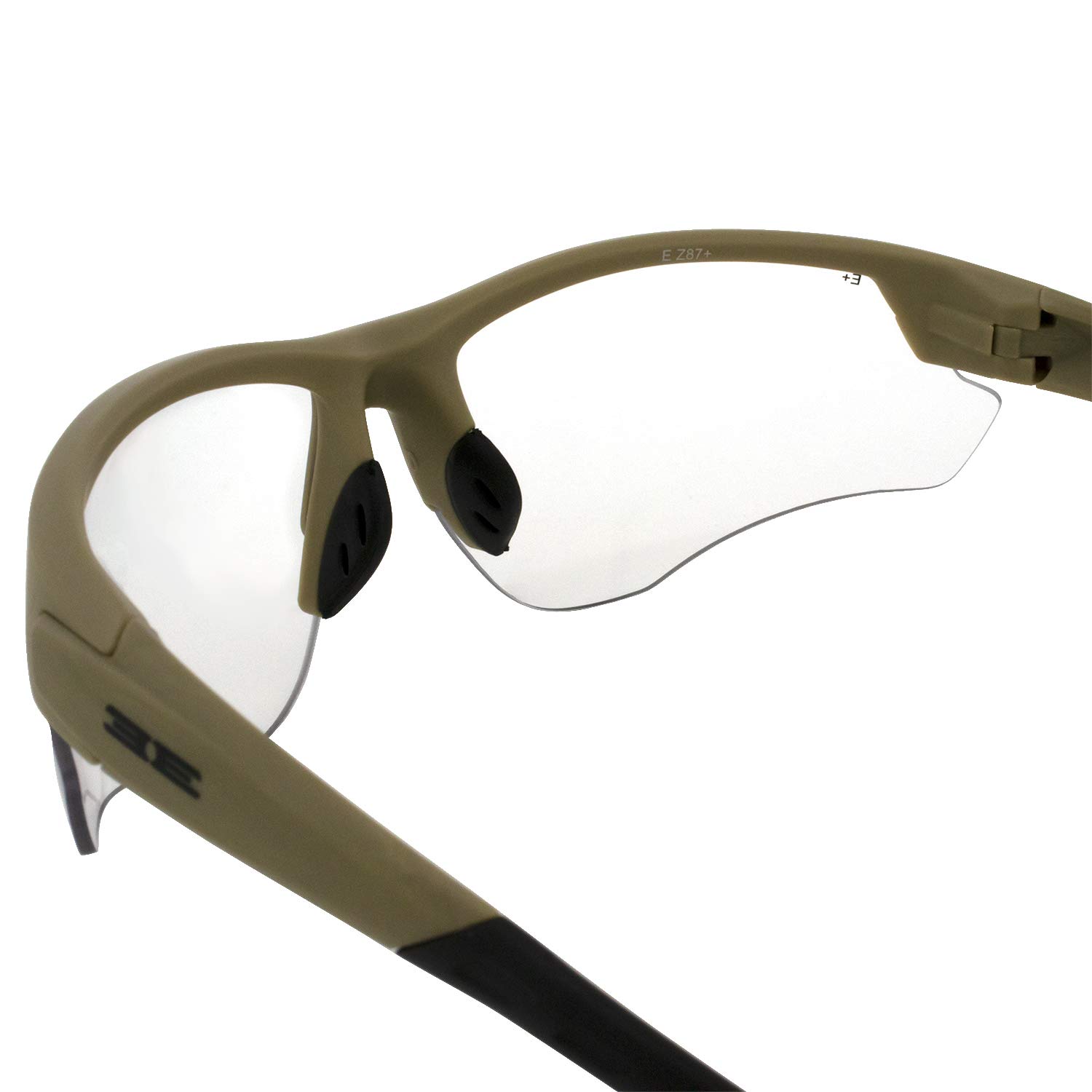 Epoch Eyewear Grunt Tactical Shooting Range Safety Sunglasses Tan Frames with Clear Lenses