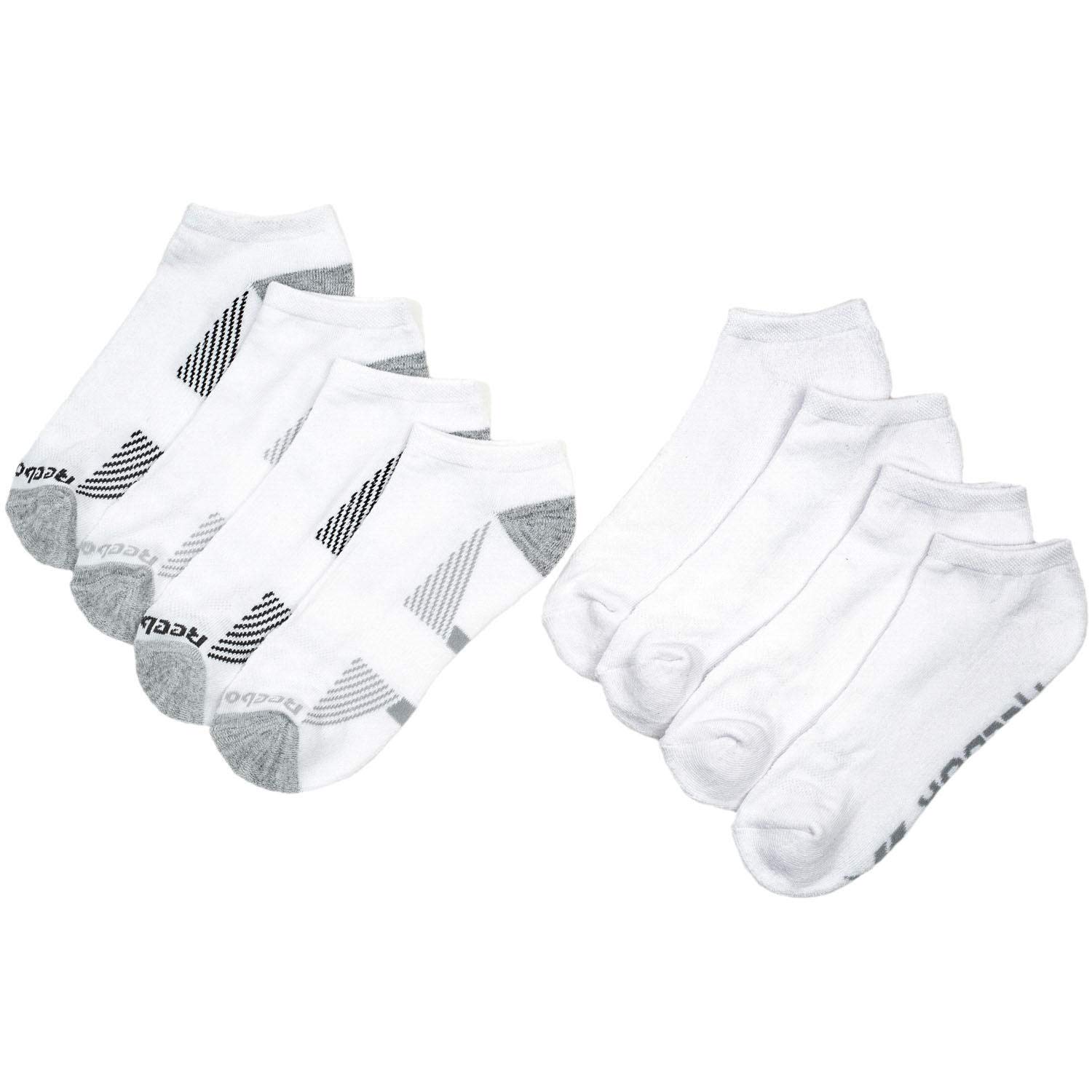 Reebok Men's Low Cut Socks Cushion Performance Training, White, 8 Pairs