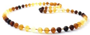 tiptopeco baltic amber adult necklace (women and men) - 17.7 inches long - raw unpolished beads (rainbow, 17.7)