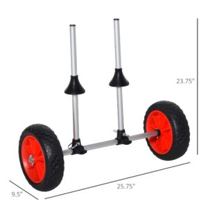 Soozier Kayak Cart, Trolley Trailer Kayak Wheels with Strong Aluminum Frame, Adjustable Width Crossbar, & Large Tires