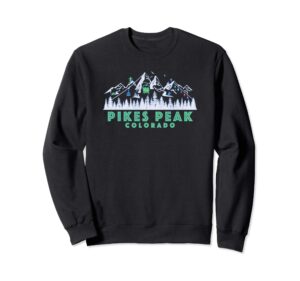 retro pikes peak, colorado illustration - vintage snow ski sweatshirt