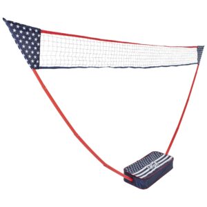 Triumph Sports Patriotic Portable Badminton Set with Freestanding Base Sets Up on Any Surface in Seconds – No Tools or Stakes Required, Multi