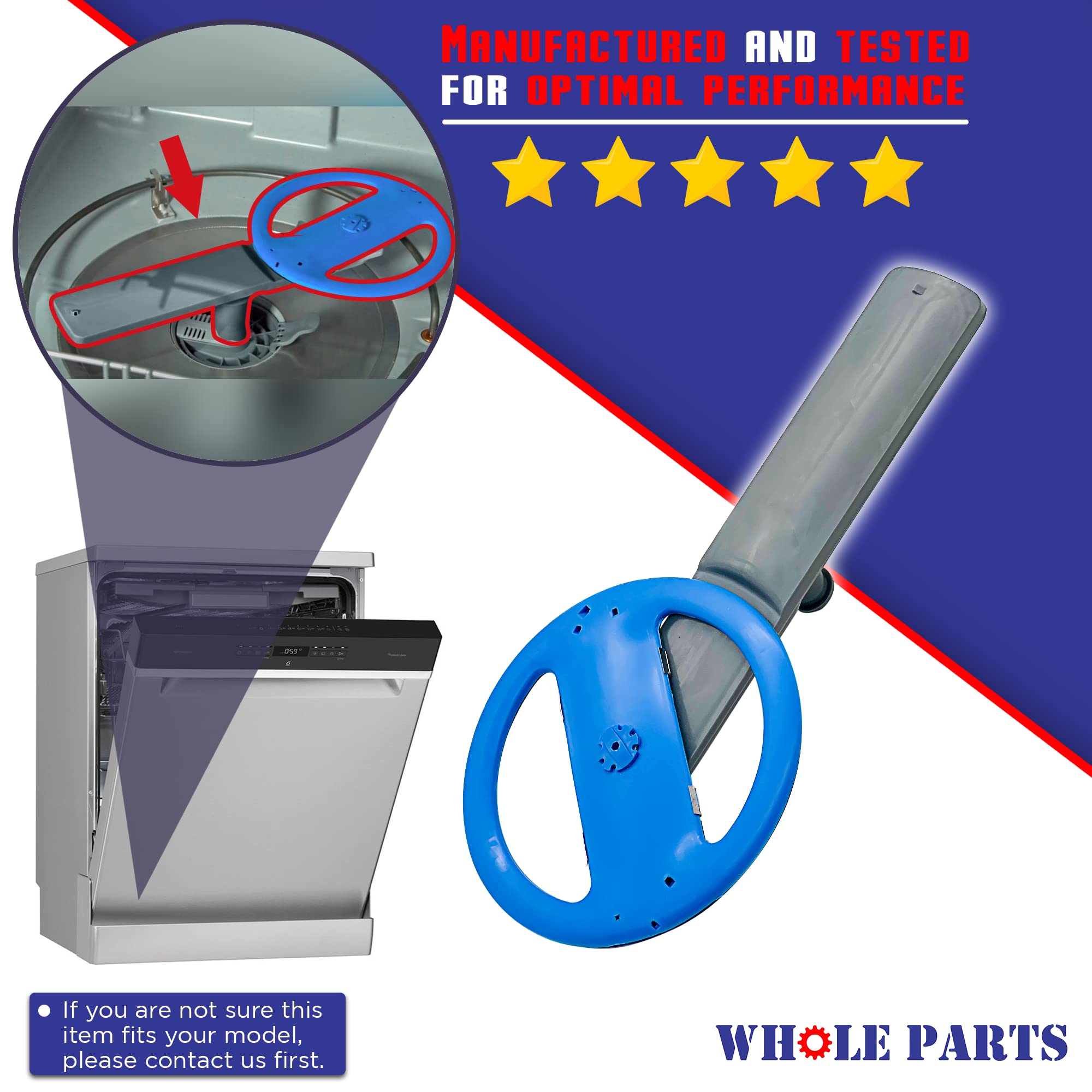 Upgraded Lower Wash Arm Assembly Part #5304507158 -Replacement & Compatible With Some Frigidaire Dishwashers - Replaces 5304507158 - Non-OEM Appliance Parts & Accessories - 2Yr Warranty by Whole Parts