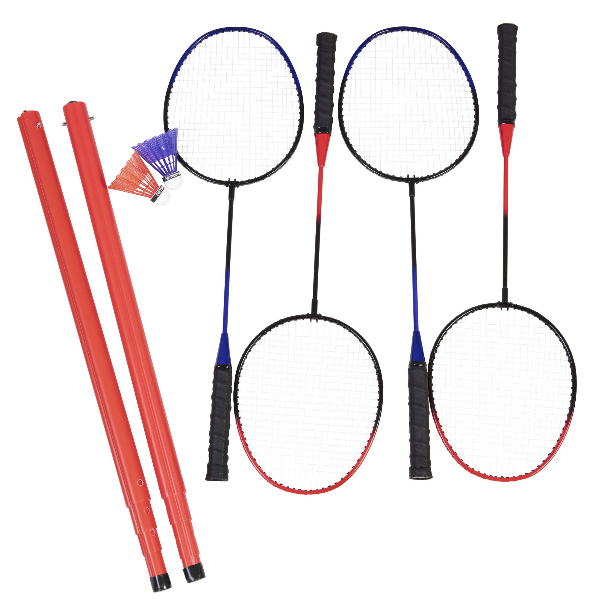 Triumph Sports Patriotic Portable Badminton Set with Freestanding Base Sets Up on Any Surface in Seconds – No Tools or Stakes Required, Multi