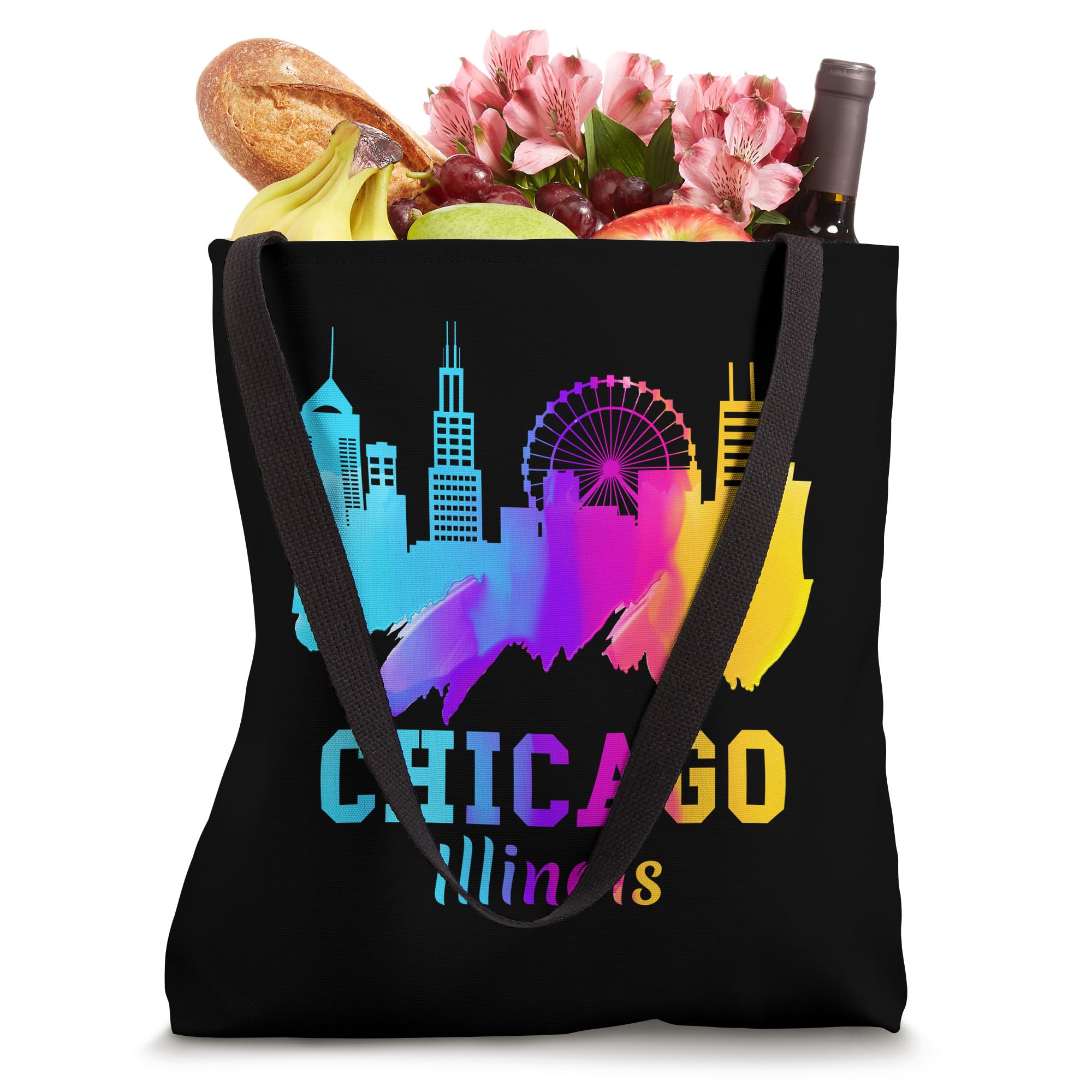 Chicago Watercolor Skyline Gift Souvenirs Chicago Illinois Tote Bag