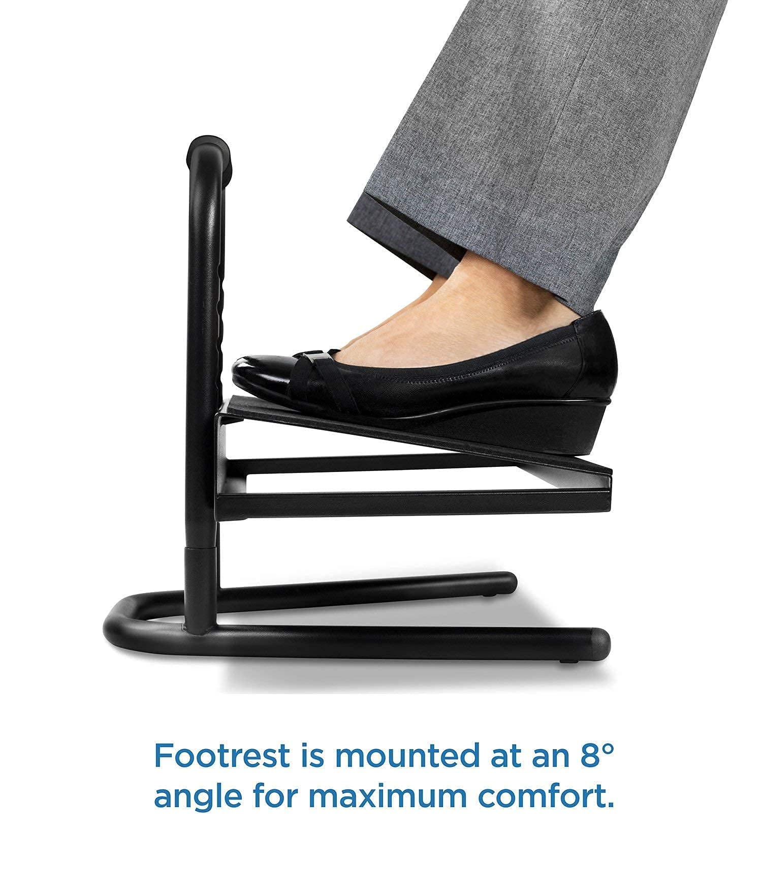 Mount-It! Mobile Standing Desk, Height Adjustable Stand Up Computer Work Station and Height Adjustable Foot Rest with Handle, Six Height Settings, and Anti-Slip Padded Surface