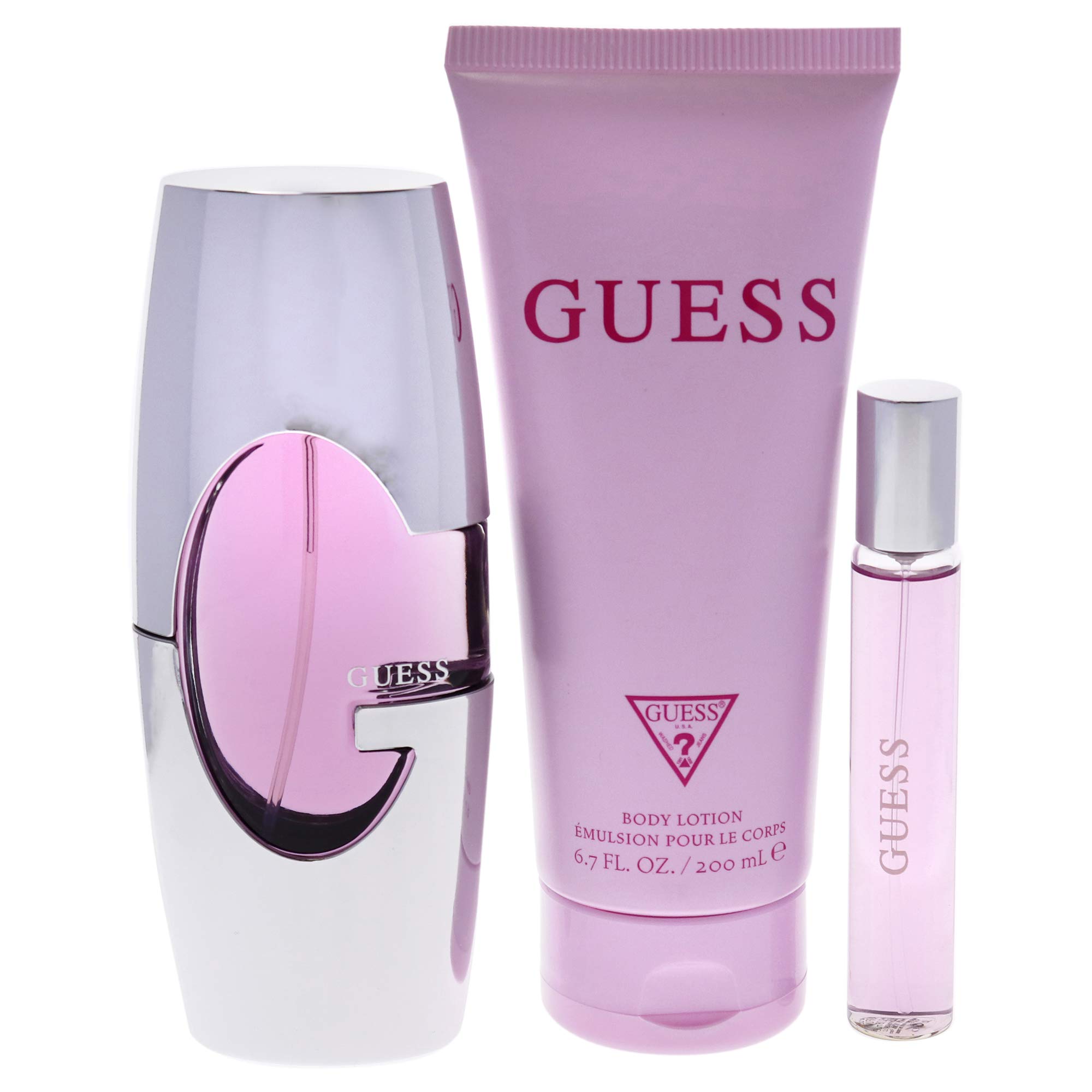 GUESS 3 Pc Gift Set 2.5oz EDP Spray, 0.5oz EDP Travel Spray, 6.7oz Body Lotion GIFTSET