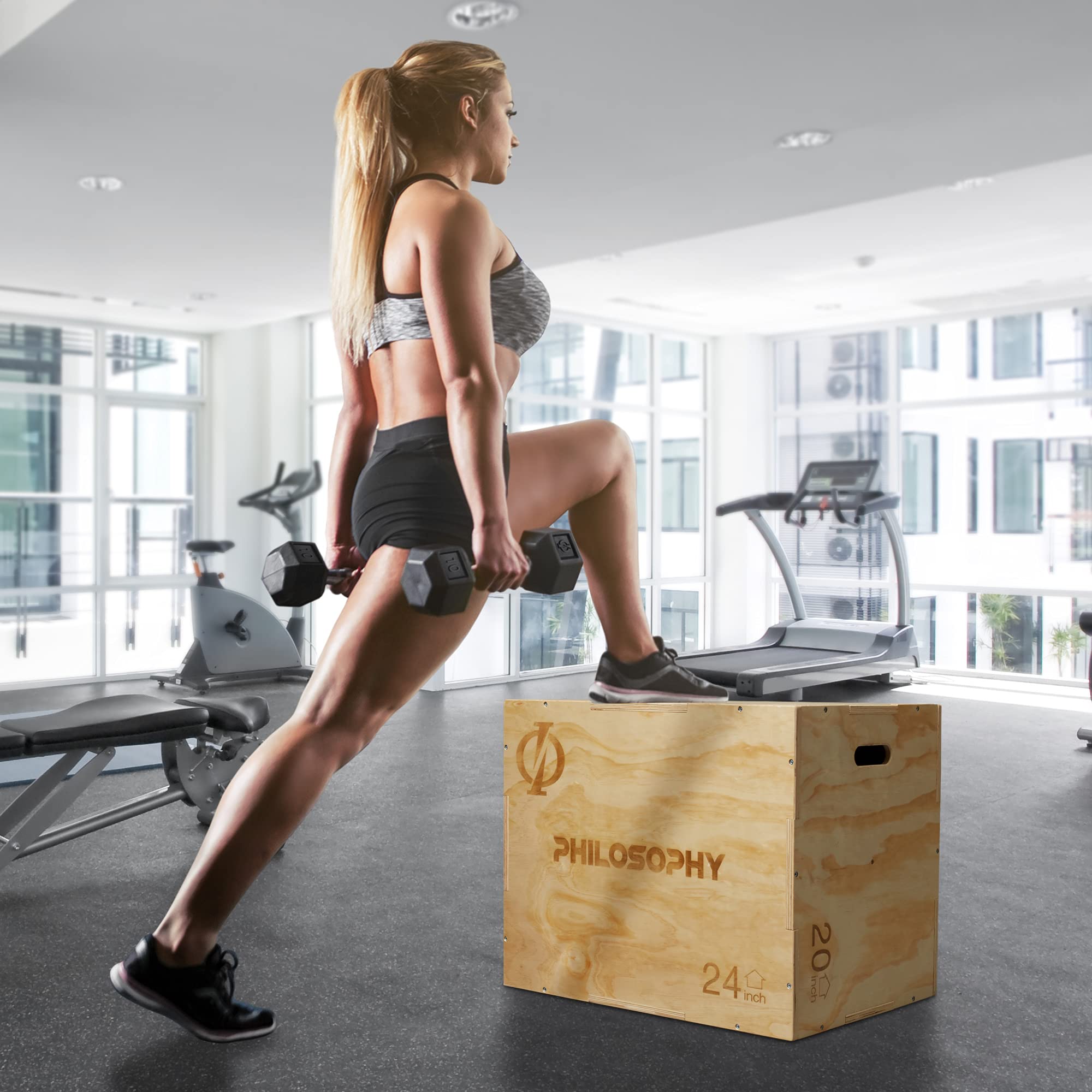 Philosophy Gym 3 in 1 Wood Plyometric Box - 30" x 24" x 20" Jumping Plyo Box for Training and Conditioning