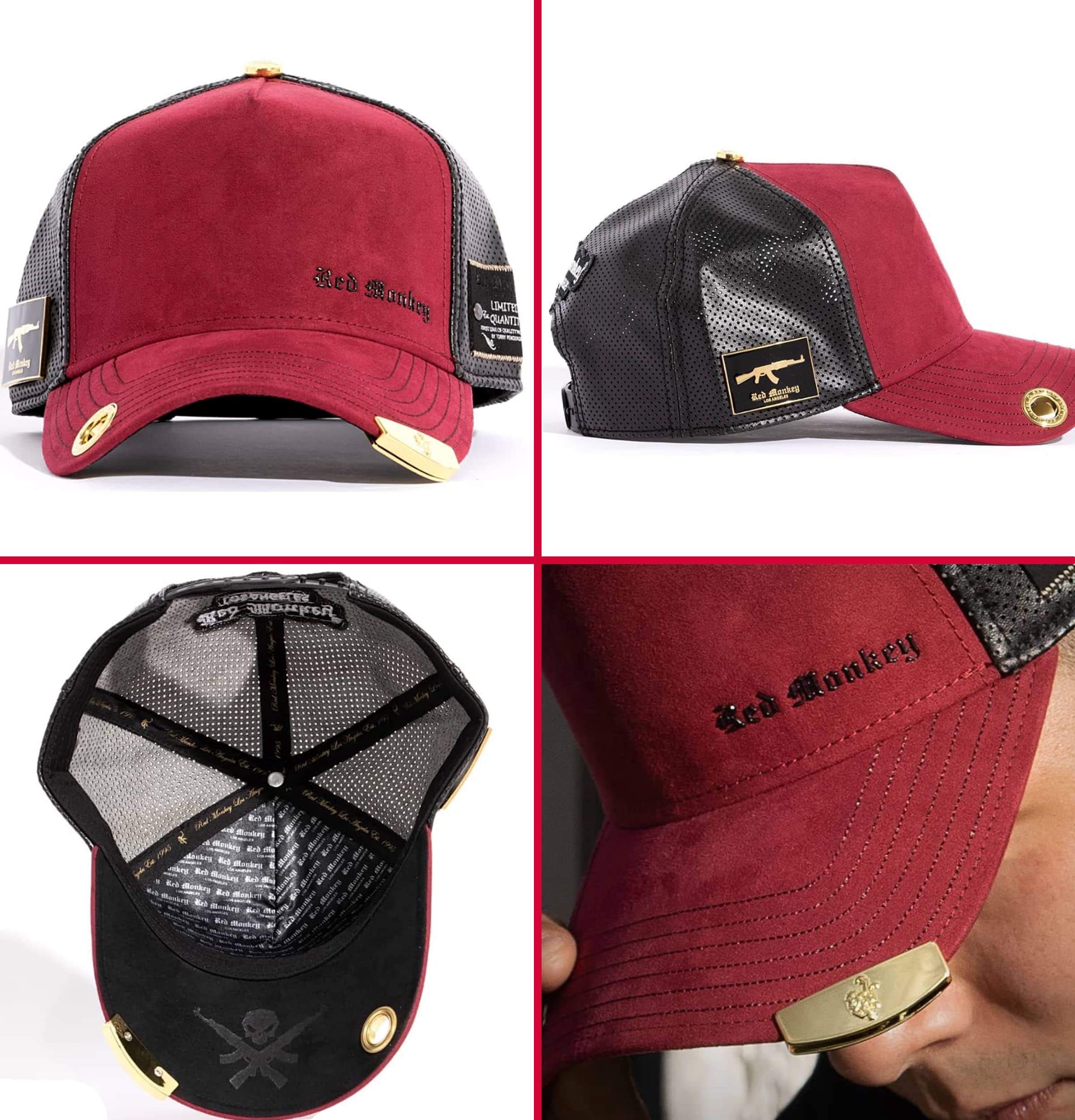 Red Monkey Designs 6 Hat Bundle 4 of Limited Edition Unisex Fashion Trucker Cap Hats + Free Bandanna.,Multicolor,One Size