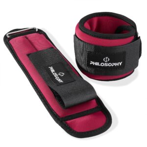 philosophy gym adjustable ankle/wrist weights, set of 2-1.5 lb each, 3 lb total for strength training and fitness