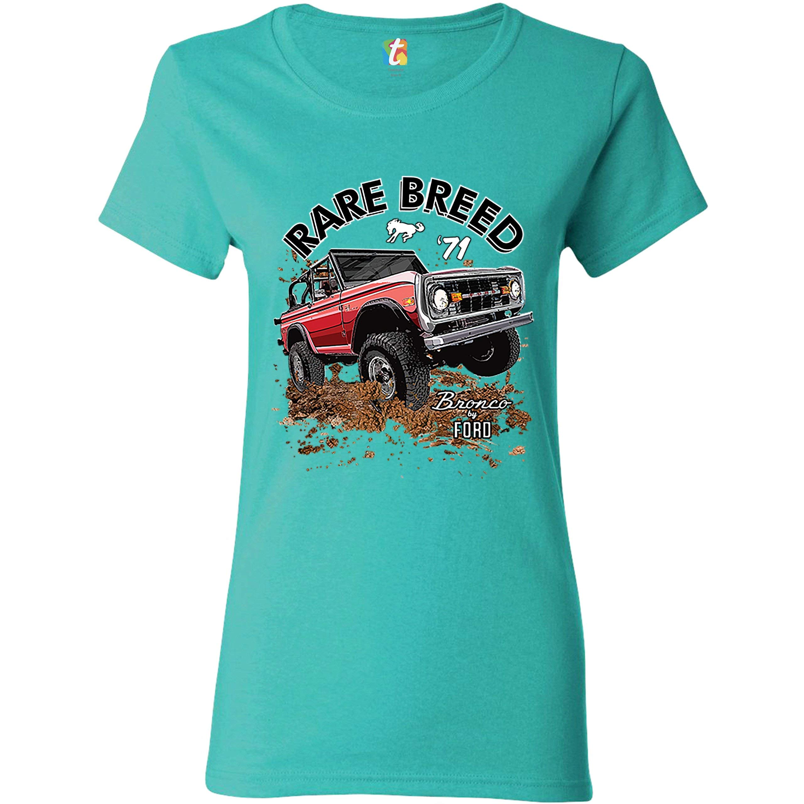 Rare Breed T-Shirt Bronco by Ford Licensed Women's Tee Light Blue Medium