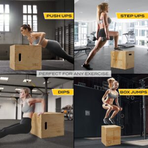 Philosophy Gym 3 in 1 Wood Plyometric Box - 30" x 24" x 20" Jumping Plyo Box for Training and Conditioning