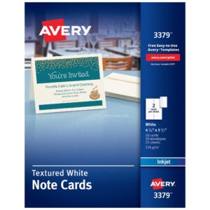 avery printable note cards, 4.25" x 5.5", two-sided printing, matte white, 2 pack, 100 cards total (5813)