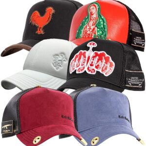 Red Monkey Designs 6 Hat Bundle 4 of Limited Edition Unisex Fashion Trucker Cap Hats + Free Bandanna.,Multicolor,One Size