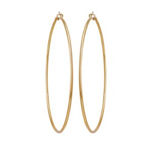 GUESS Extra Large Goldtone Clutchless Hoop Earrings