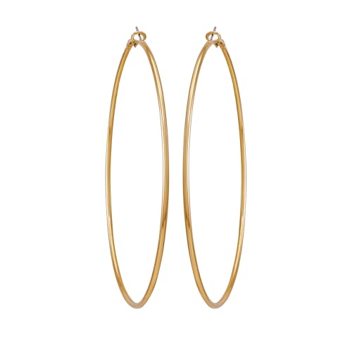 GUESS Extra Large Goldtone Clutchless Hoop Earrings