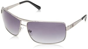 guess mens wrapped navigator pilot sunglasses sunglasses, shiny gunmetal, 68mm us