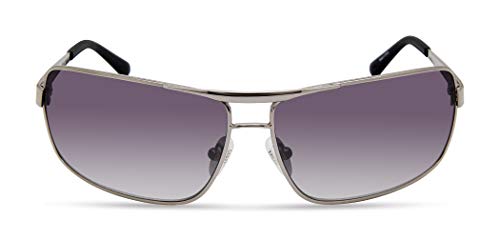 GUESS mens Wrapped Navigator Pilot Sunglasses Sunglasses, Shiny Gunmetal, 68mm US