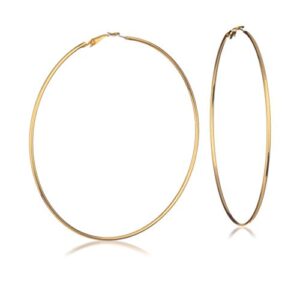 guess extra large goldtone clutchless hoop earrings