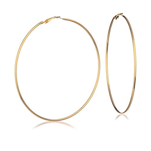 GUESS Extra Large Goldtone Clutchless Hoop Earrings