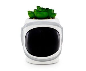 silver buffalo nasa astronaut decorative artificial faux greenery plant in ceramic