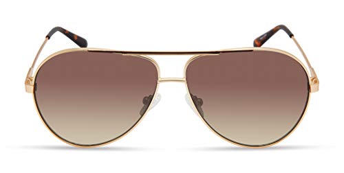 GUESS Men's Classic Aviator Pilot Sunglasses, Gold, 61mm