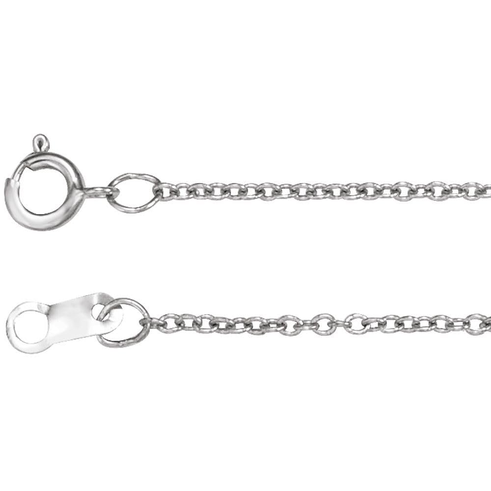 14k White Gold 1mm Adjustable Solid Cable Chain Bracelet Fine Jewelry for Women Gifts for Her, 6.5" +1" Extender