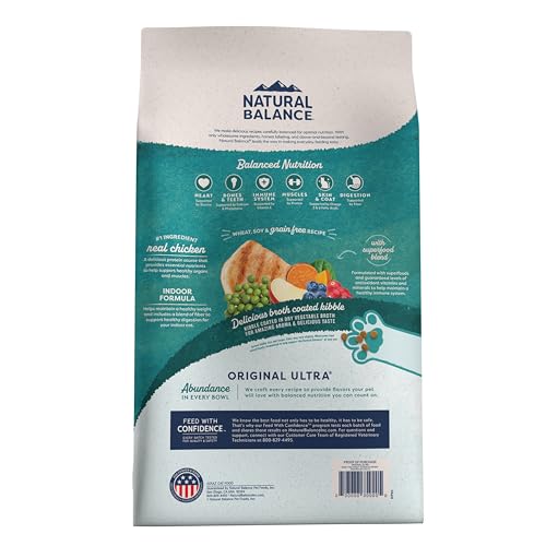 Natural Balance Original Ultra Indoor Chicken & Salmon Meal Cat Food, Dry Food for Indoor Adult Cats, 15-lb. Bag(Pack of 1)