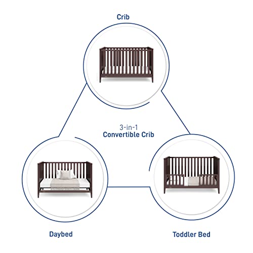 Graco Melbourne 3-in-1 Convertible Crib (Espresso) – Converts from Baby Crib to Toddler Bed and Daybed, Fits Standard Full-Size Crib Mattress, Adjustable Mattress Support Base