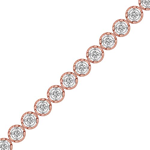 Beyond Brilliance 1.00 Carat Round Natural Diamond Bracelets for Women | Rose Gold-plated Sterling Silver Tennis Bracelet | Fine Jewelry for Her | Timeless Design | Gift Box Included