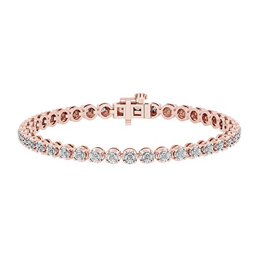 Beyond Brilliance 1.00 Carat Round Natural Diamond Bracelets for Women | Rose Gold-plated Sterling Silver Tennis Bracelet | Fine Jewelry for Her | Timeless Design | Gift Box Included