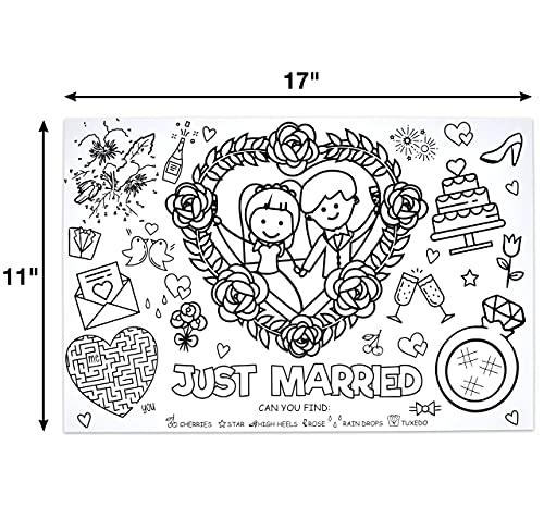 Gift Boutique 50 Disposable Wedding Activity Place Mats for Kids Coloring Paper 11" x 17"Game Table Mat Sheets