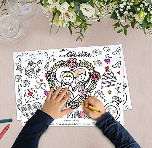 Gift Boutique 50 Disposable Wedding Activity Place Mats for Kids Coloring Paper 11" x 17"Game Table Mat Sheets