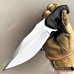 Tactical Knife Hunting Knife Survival Knife 9" Full Tang Fixed Blade Knives Camping Accessories Camping Gear Survival Kit Survival Gear And Equipment Tactical Gear 80213 (Silver)