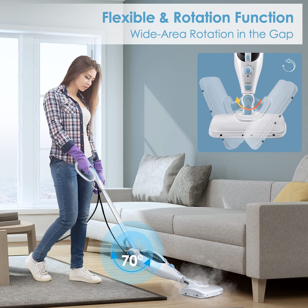 Steam Mop Cleaner 12-in-1 Handheld Steam Cleaner Detachable Floor Steamers for Hardwood Laminate Tile Floor, Multi-functional Steam Mops w/ 11 Accessories&2 Mop Pads for Home Use Carpet Kitchen Window