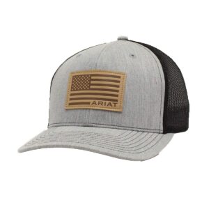 ariat men's flexfit amerian flag patriot snapback baseball cap, grey