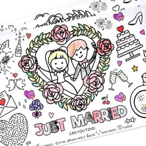 Gift Boutique 50 Disposable Wedding Activity Place Mats for Kids Coloring Paper 11" x 17"Game Table Mat Sheets